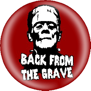 Button 'Back From The Grave' dark red