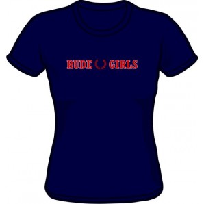 Girlie Shirt 'Rude Girls' navy blue, all sizes