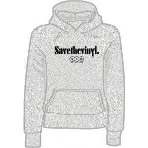 hooded jumper 'Save The Vinyl - V.O.R.' heather grey, all sizes