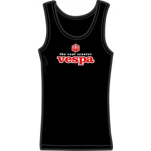 Girlie tanktop 'Vespa - The Real Scooter' black, all sizes