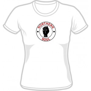 Girlie Shirt 'Northern Soul' red/black on white, all sizes