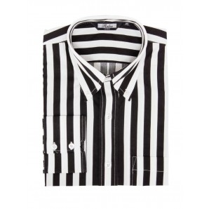 Relco Button Down Long Sleeved Shirt 'Candy Stripe' black and white, sizes M - XXL