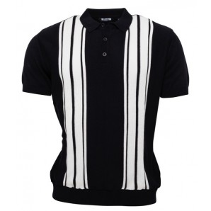 Relco Mens Knitted Mod polo shirt - navy, size M