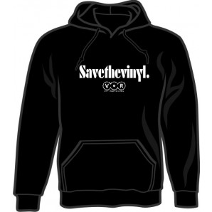 hooded jumper  'Save The Vinyl - V.O.R. black' all sizes