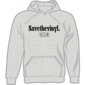 hooded jumper 'Save The Vinyl - V.O.R.' heather grey, all sizes