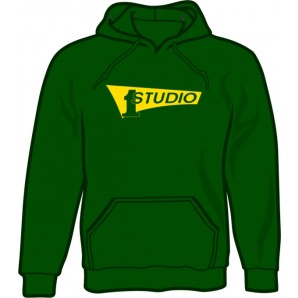 hooded jumper 'Studio One - Yellow Logo' bottle green - sizes S - XXL