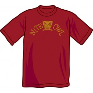 T-shirt 'Nite Owl' burgundy, size XS