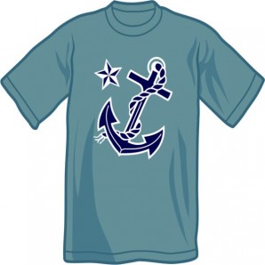 T-Shirt 'Anchor & Nautic Star' blue, all sizes