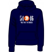girlie hooded jumper '54 - 46 Was My Number' navy blue, all sizes