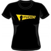 Girlie Shirt 'Studio One - Yellow Logo' black - Gr. S - XXL