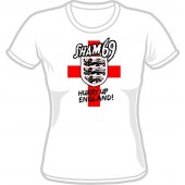 Girlie Shirt 'Sham 69 - Hurry Up England!' white, all sizes