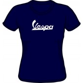 Girlie Shirt 'Vespa - Vintage Logo' navy blue, all sizes