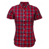 Relco Ladies Check shirt LSS 16 - red, size 10/S