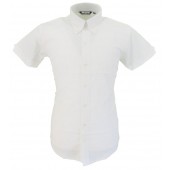 Ladies white oxford weave short sleeve shirt, sizes 10/S, 12/M, 16/XL, 18/XXL