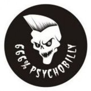 PVC-Aufkleber '666% Psychobilly' rund