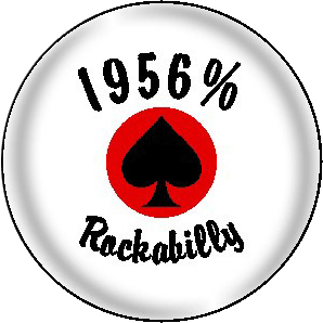 Button '1956% Rockabilly' weiß