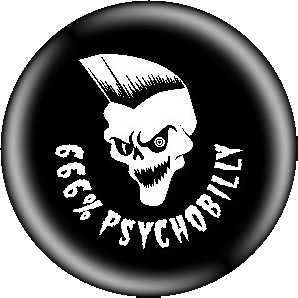 Button '666% Psychobilly' schwarz