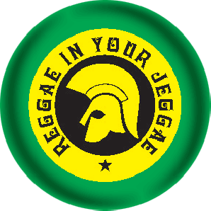 Button 'Reggae In Your Jeggae' grün