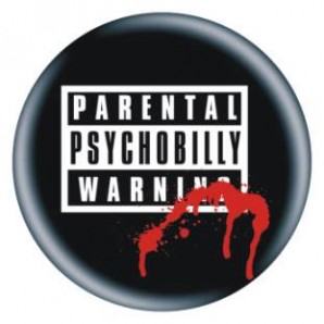 Kühlschrankmagnet 'Parental Warning - Psychobilly' 43 mm