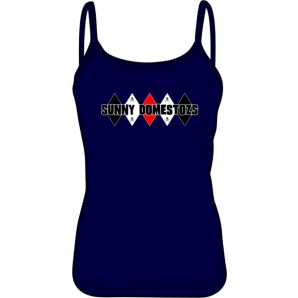 Girlie Shirt 'Sunny Domestozs - Stringtop' dunkelblau, Gr. S + M
