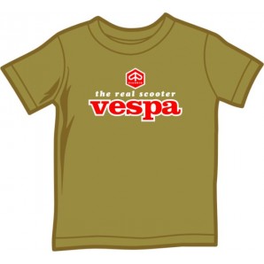 Kindershirt 'Vespa - The Real Scooter' olivgrün, vier Größen