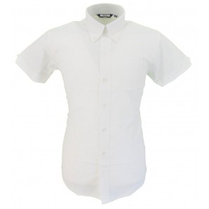 Ladies white oxford weave short sleeve shirt, Gr. 10/S, 12/M, 16/XL, 18/XXL