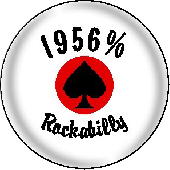 Button '1956% Rockabilly' weiß