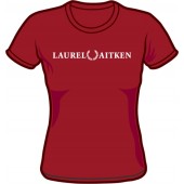 Girlie Shirt 'Laurel Aitken' Flock weinrot, Gr. S - XL