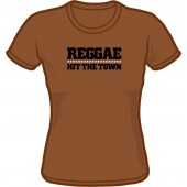 Girlie Shirt 'Reggae Hit The Town' kastanienbraun - Gr. S - XXL