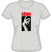 Girlie Shirt 'Stax Logo Hochformat' rot/schwarz auf graumeliert, Gr. S - XXL