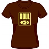 Girlie Shirt 'Soul Records' braun, Gr. S - XXL