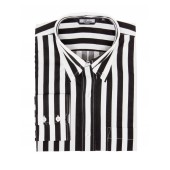 Relco Button Down Langärmel-Shirt 'Candy Stripe' schwarz und weiß, Gr. M - XXL