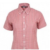 Relco Girlie Button Down Kurzärmel-Shirt 'LSS gngm red', Gr. 10/S, 12/M, 14/L, 16/XL