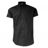 Relco Button Down Kurzärmel-Shirt 'Oxford weave - black', Gr. S - 3XL