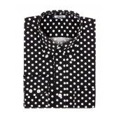 Relco Button Down Langärmel-Shirt 'Polka Dot' schwarz und weiß, Gr. M - XXL