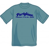 T-Shirt 'Partylöwe Nr. 1' stahlblau, Gr. S - XXL