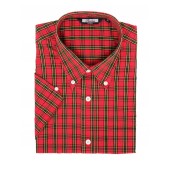 Relco Button Down Kurzärmel-Shirt 'Tartan 01 red' print, sizes S - 5XL