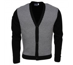 Relco Black and White Checkerboard Chas Retro Cardigan, Gr. S - 3XL - BACK IN STOCK!